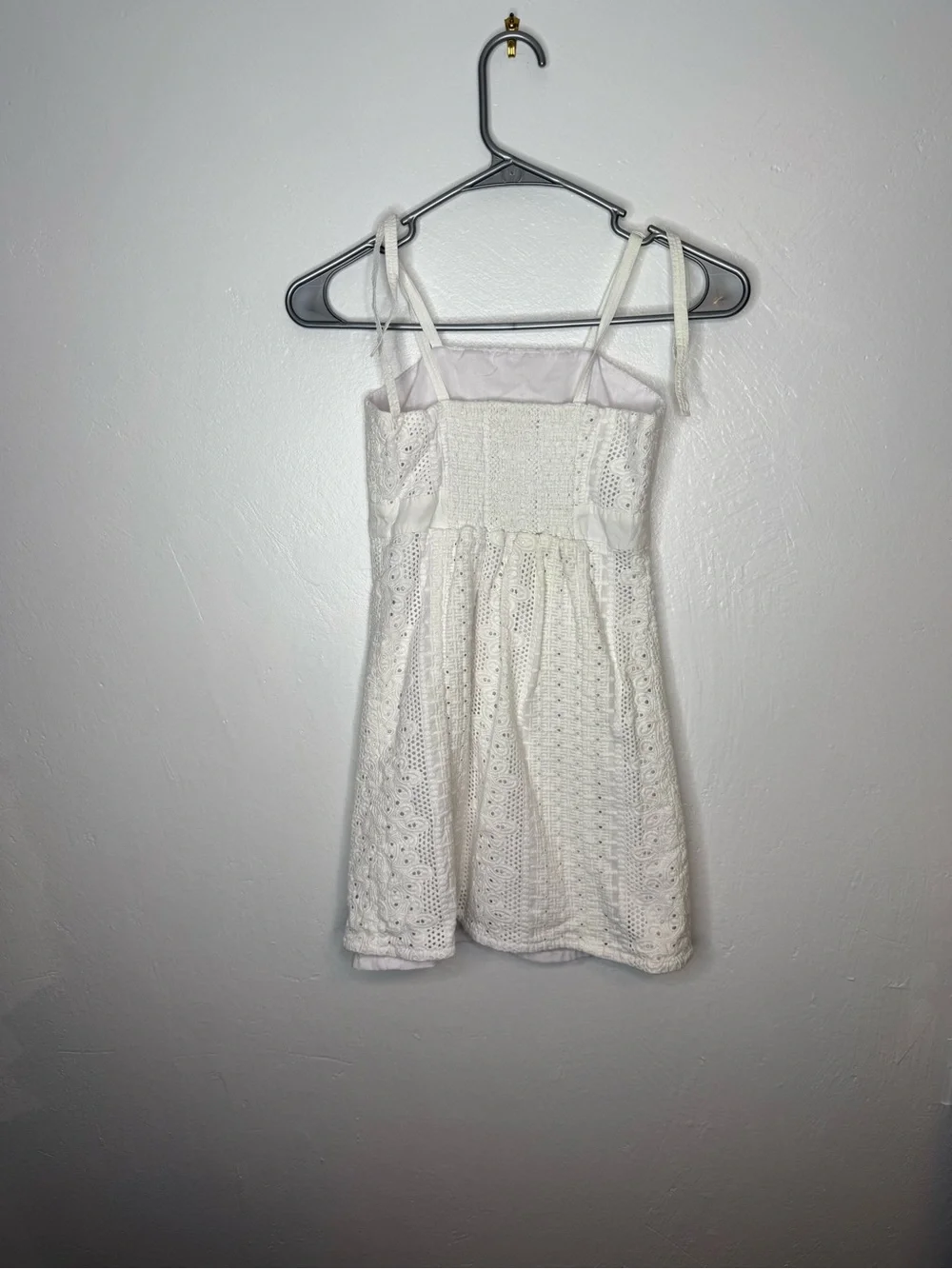 Lilly Pulitzer White Eyelet Tie Strap Mini Dress Size 8